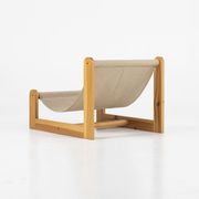 Sling chair in pine, canvas and sheepskin, 1970s