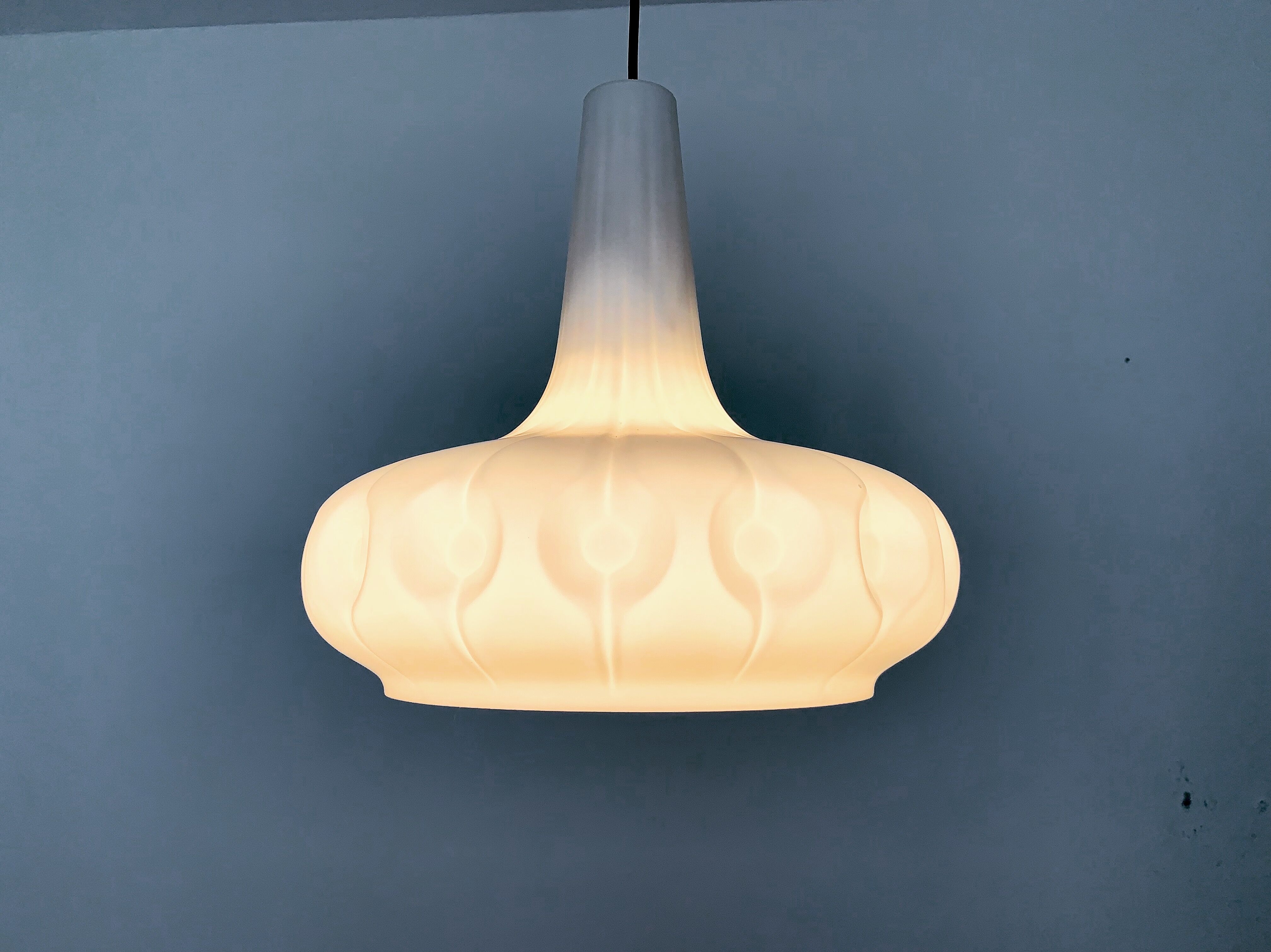 Mid century modern opaline pendant lamp by Peill and Putzler
