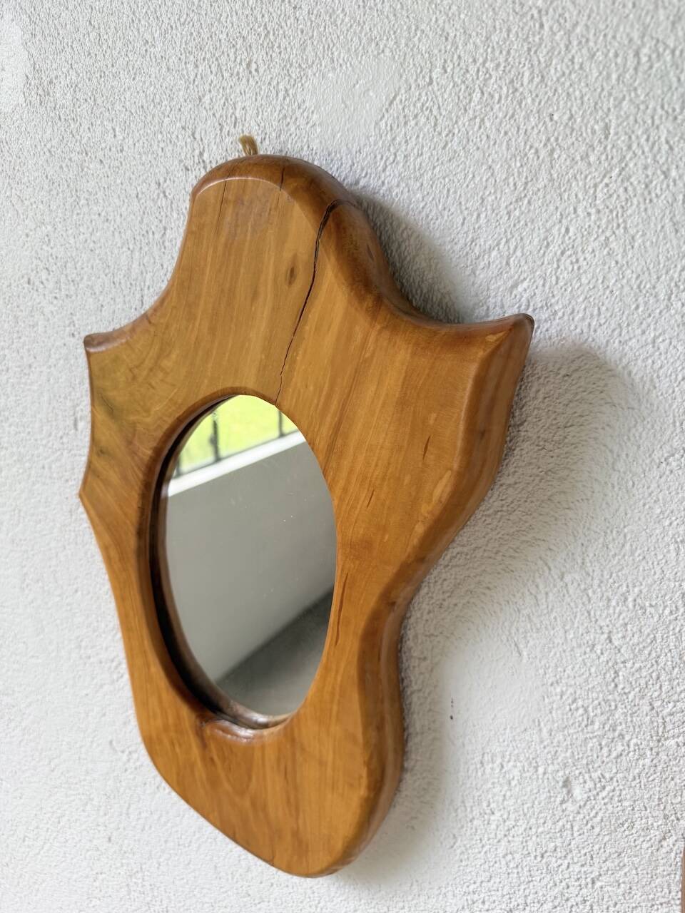 Set de 4 miroirs organiques brutalistes en bois années 50