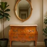 Louis XV style curved chest of drawers in marquetry
