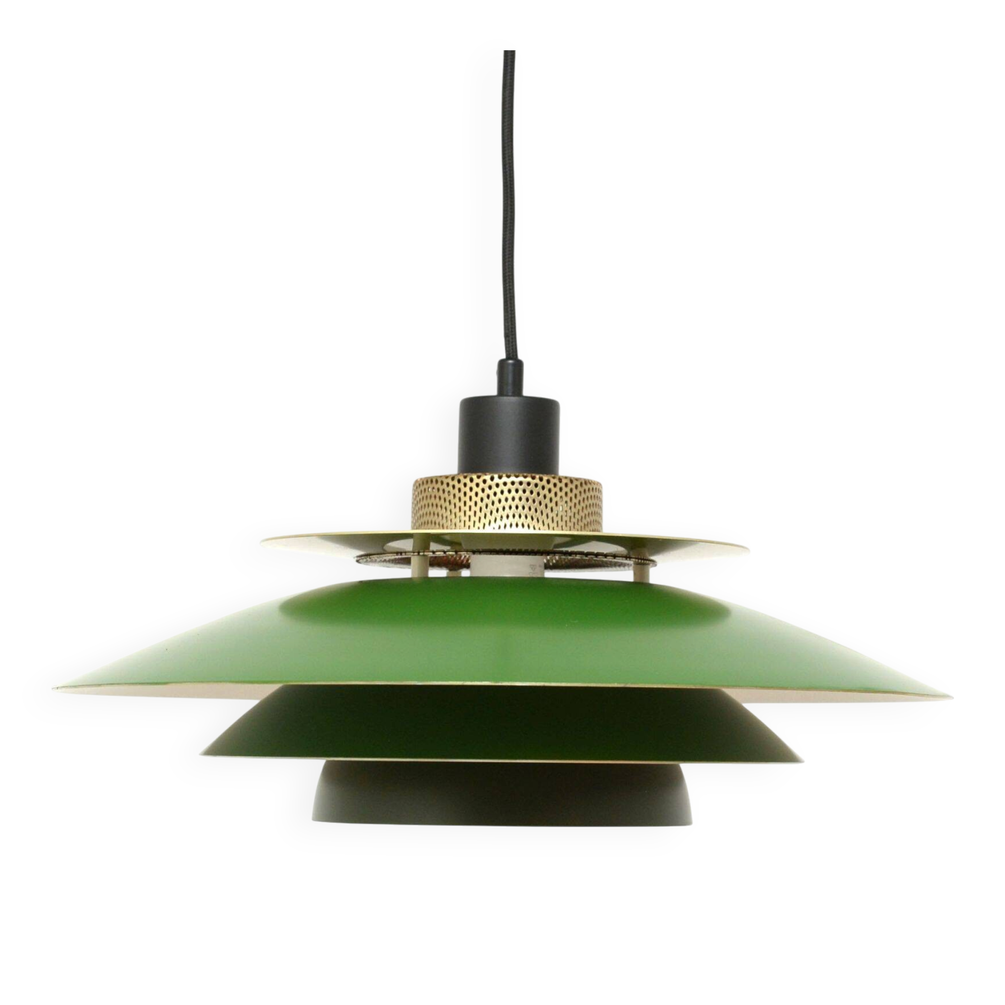 Suspension verte lampe Jeka, années 1970