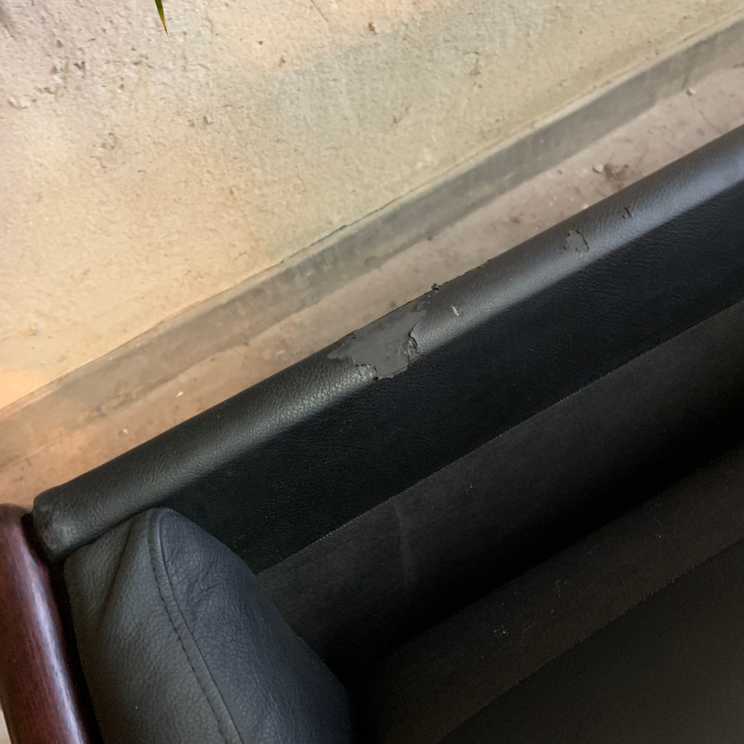 Black 3 seat leather sofa, Denmark 80/90