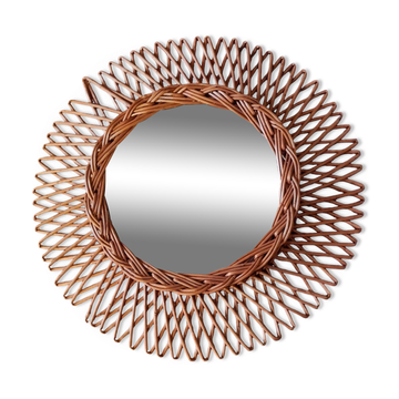 Miroir en rotin vintage