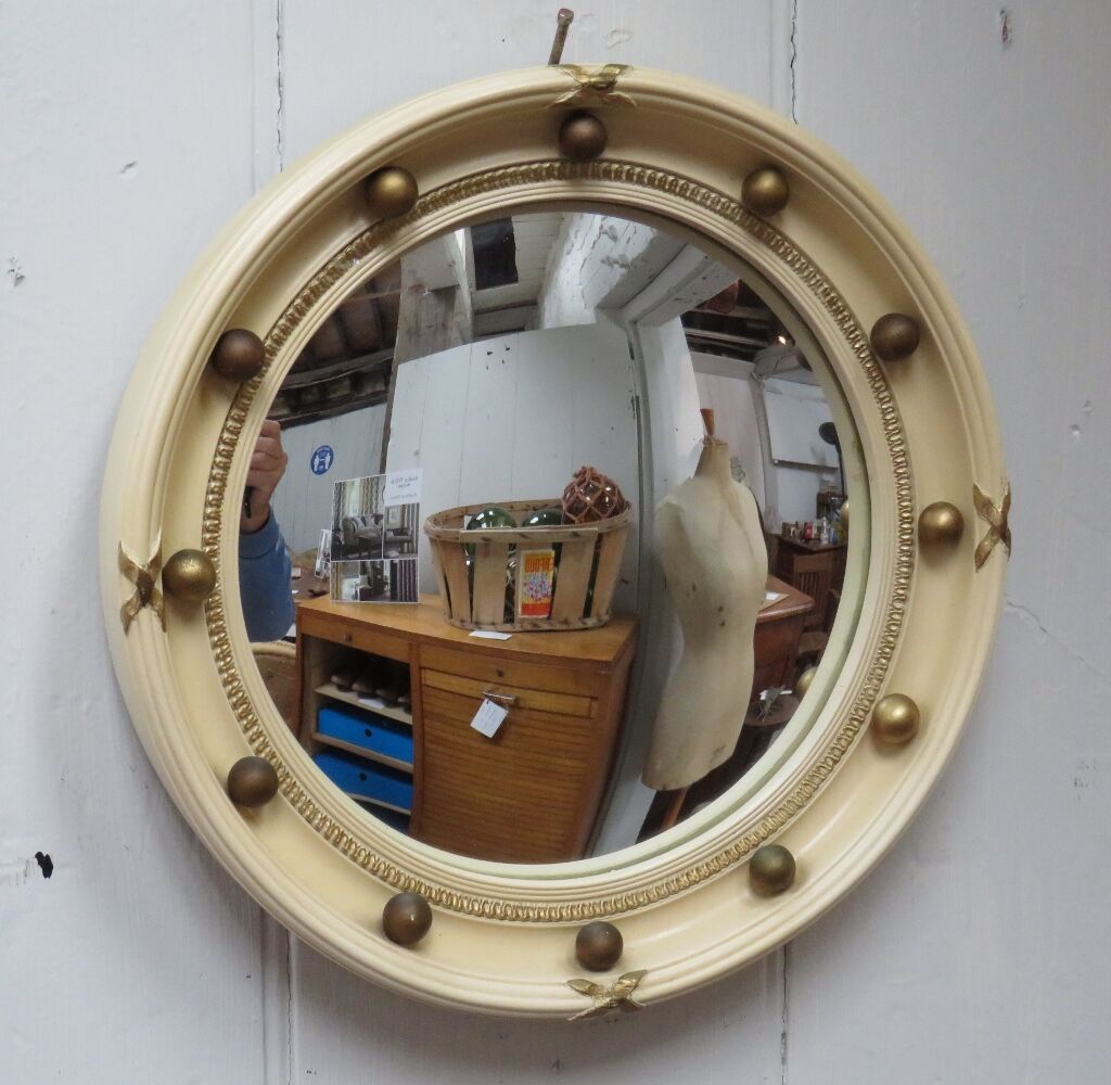 Vintage english butlers porthole convex mirror