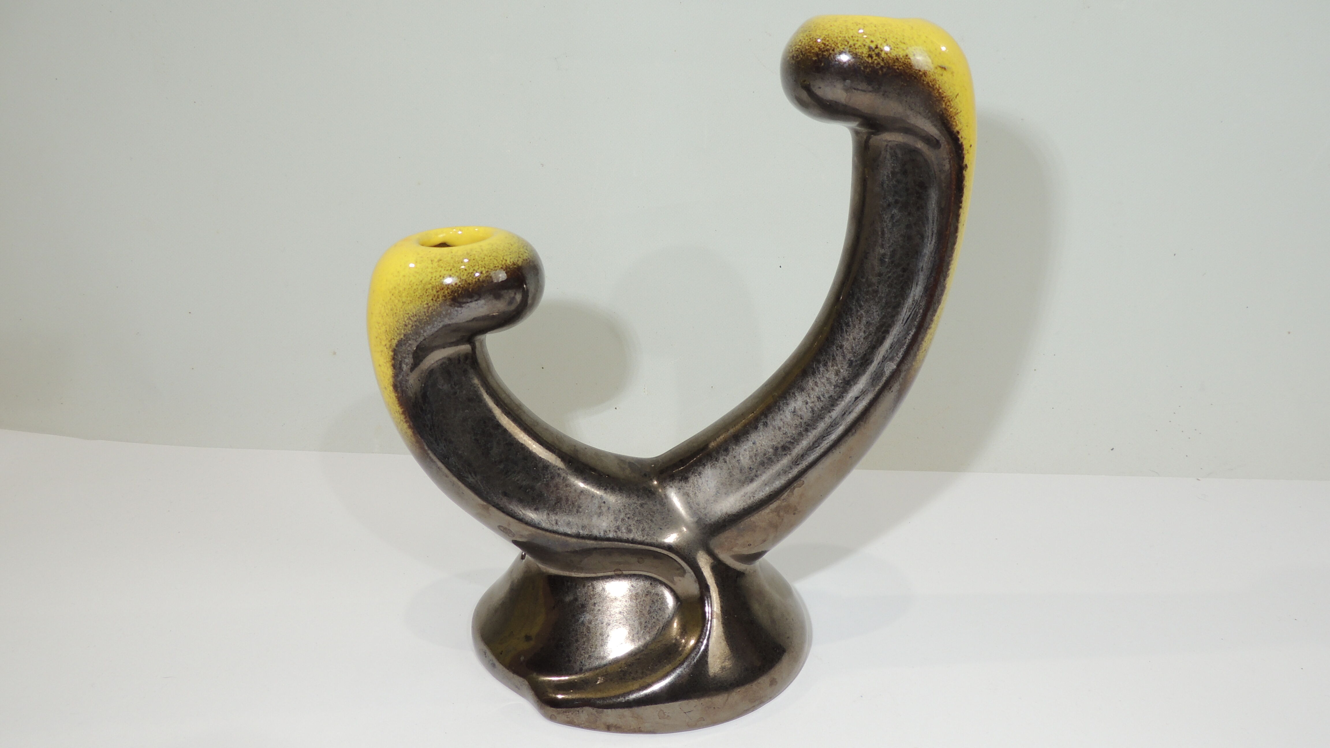 Candle holder Vallauris Ceramidi design 1950 vintage