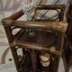 Pair of vintage bamboo and rattan bedside tables/shelves