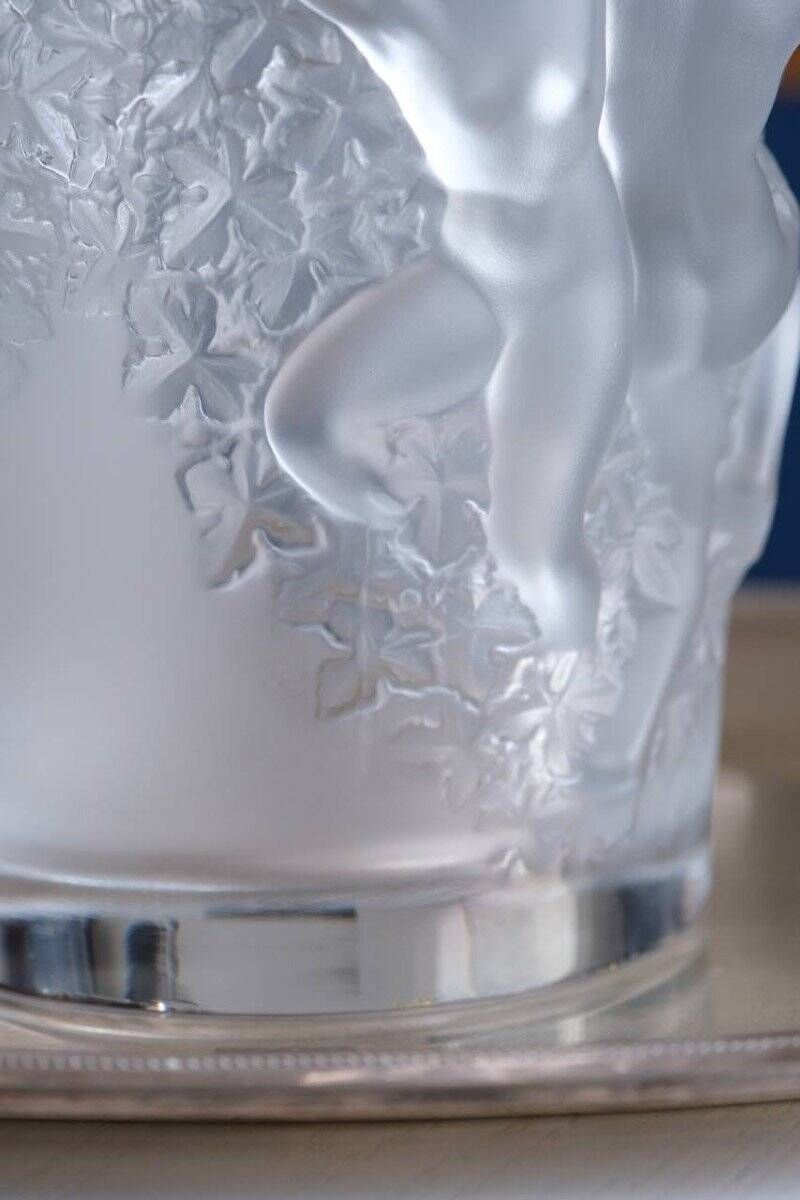 Champagne Bucket “Ganymede” Crystal Vase by Lalique, 20th Century