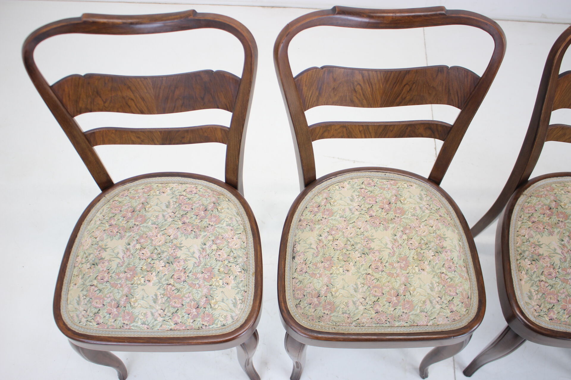 1940s set of 4 dining chairs, czechoslovakia