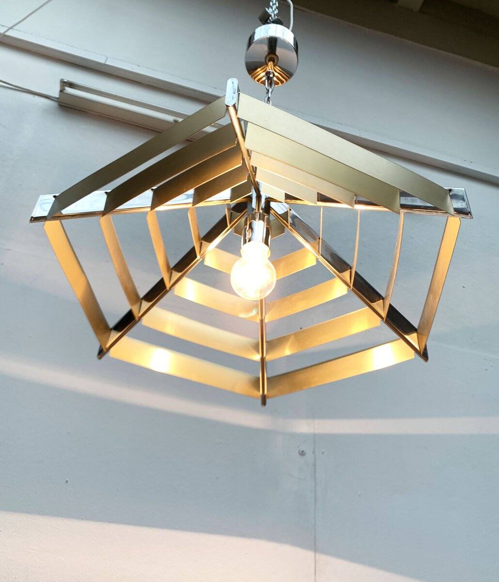 Geometric postmodern vintage pendant lamp, 1980s.