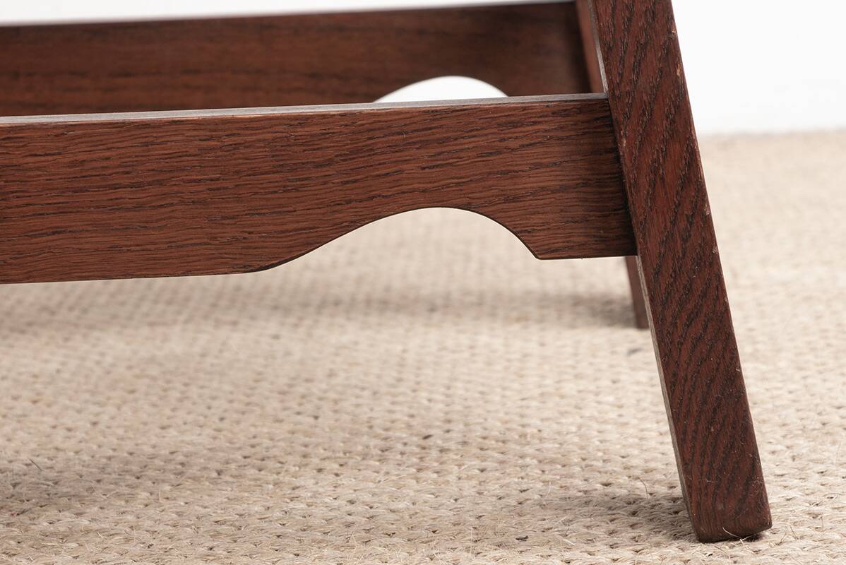 Set of 6 large Brutalist chairs in solid oak from the 1950s.