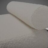 Bamboo and rattan daybed in ivory bouclé, Italy 1960s