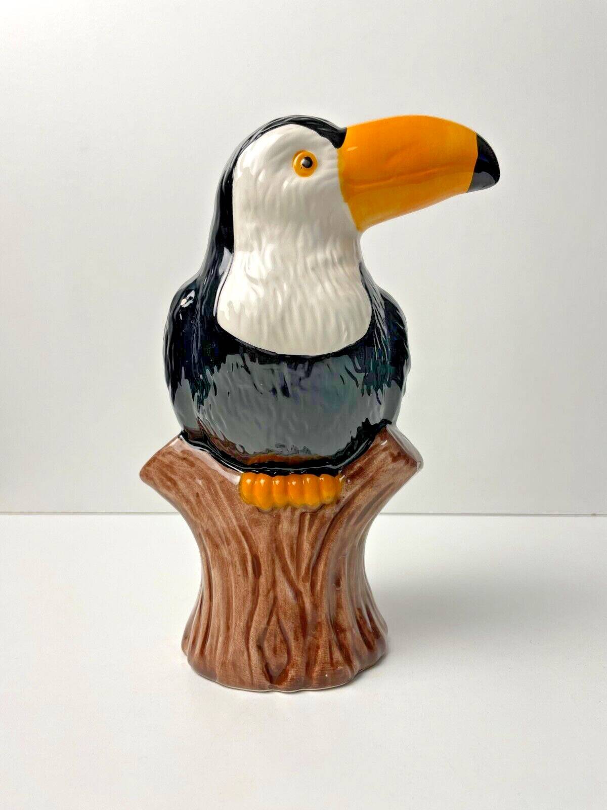 Toucan en céramique, déco exotique vintage, rare