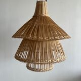 Rattan pendant lamp or light in the shape of an Asian lantern
