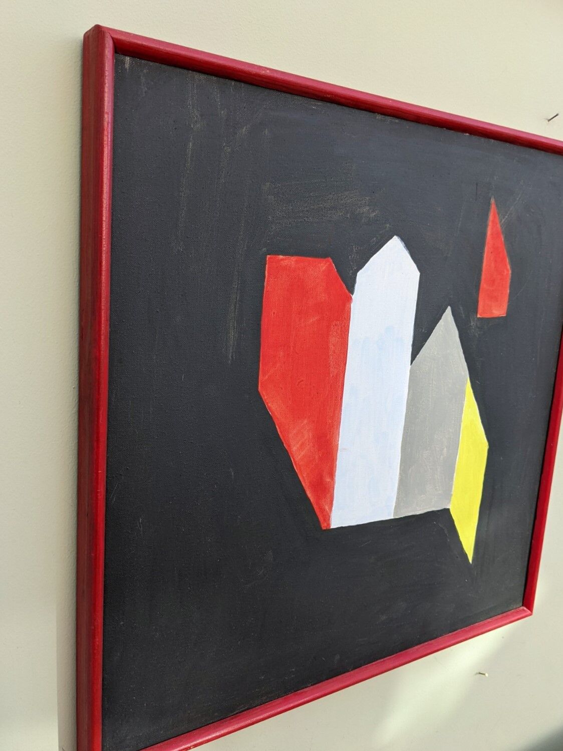 Mid-Century Modern "Dimension" Swedish Vintage Abstract Oil Painting, Framed