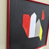 Peinture à l’huile abstraite suédoise vintage du milieu du siècle, encadrée