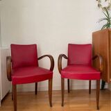 Pair of red skai bridge armchairs from the 60s