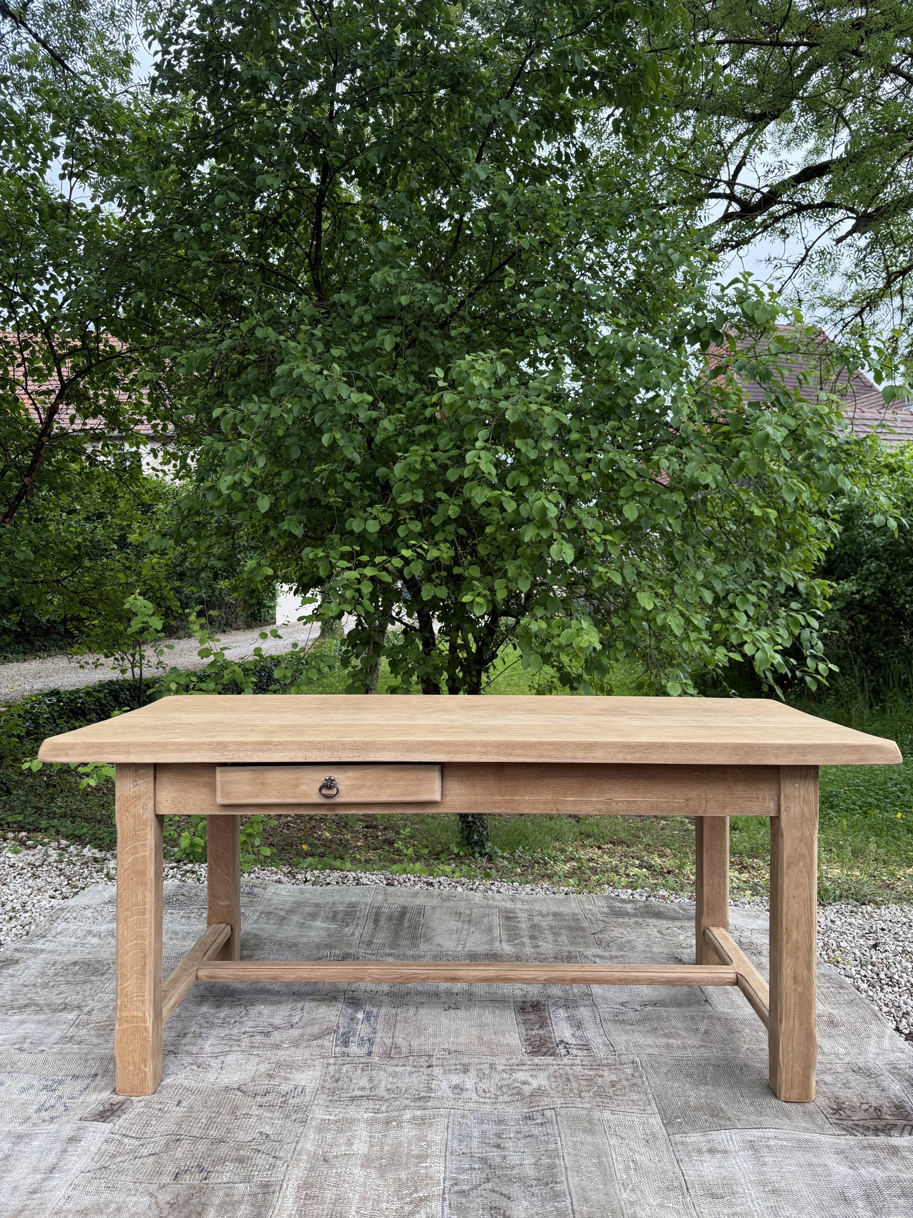Table de ferme rénové 180cm double tiroir