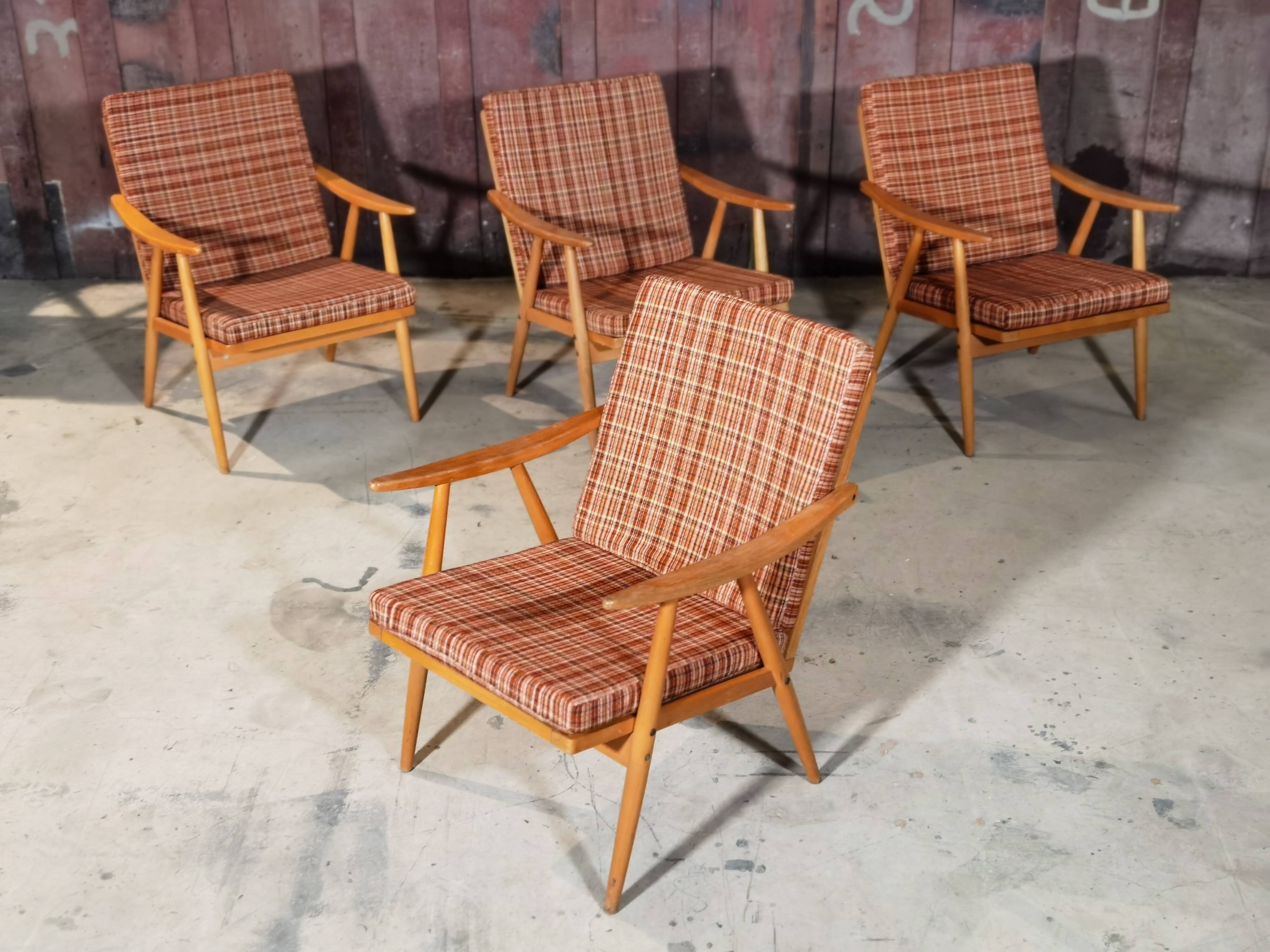 Lot of 4 chairs Thonet Boomerang