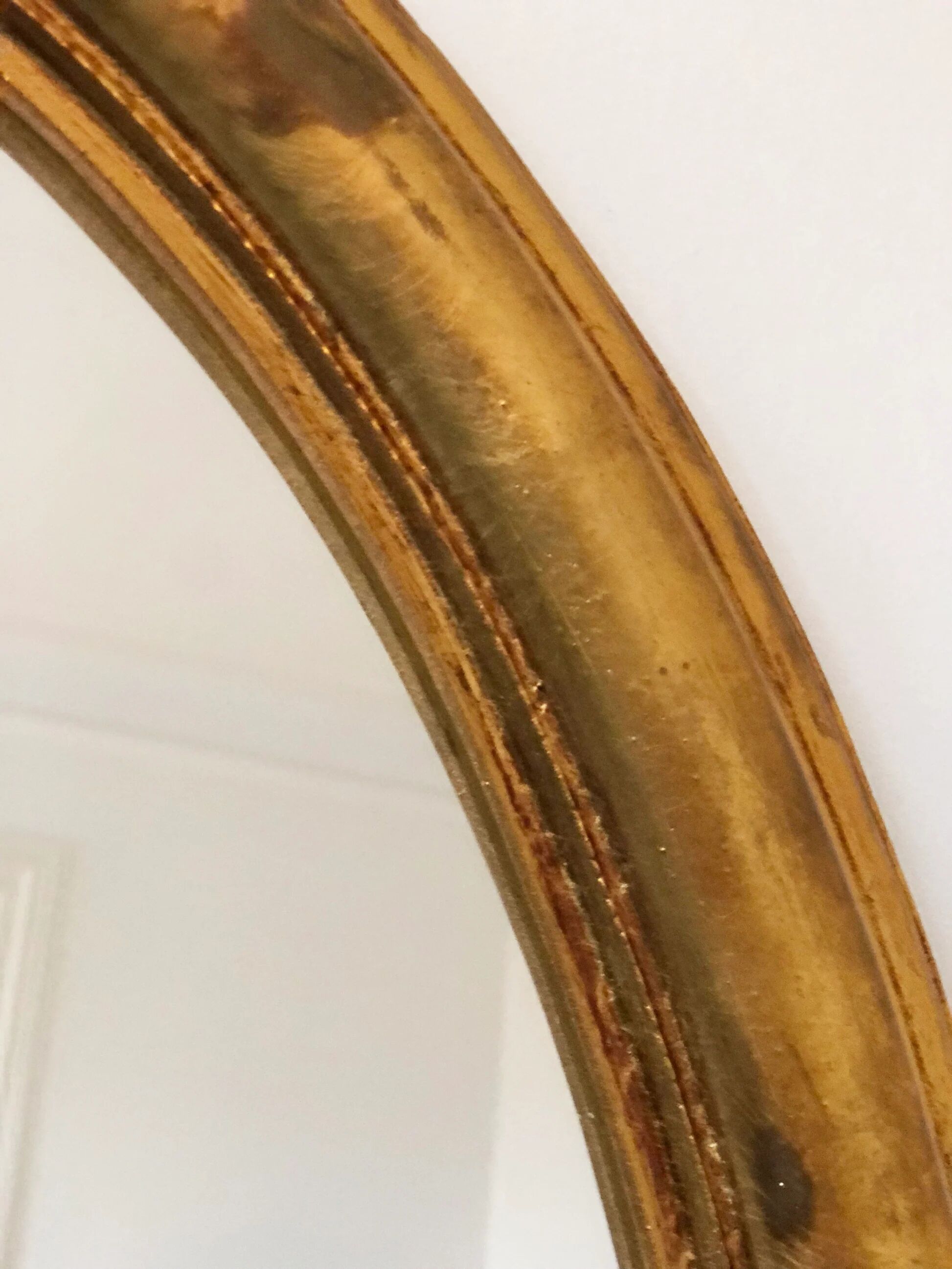 Vintage oval giltwood mirror – Hollywood Regency, Belgium, 1970s