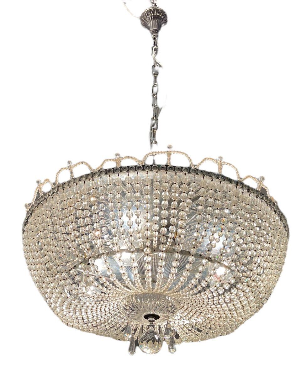 Italian Crystal Beaded Chandelier, 1960s