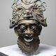 Vintage bronze African mask Bamoun, Cameroon