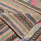 6x8 Green & Blue Striped Handmade Kilim Rug, 174x256Cm