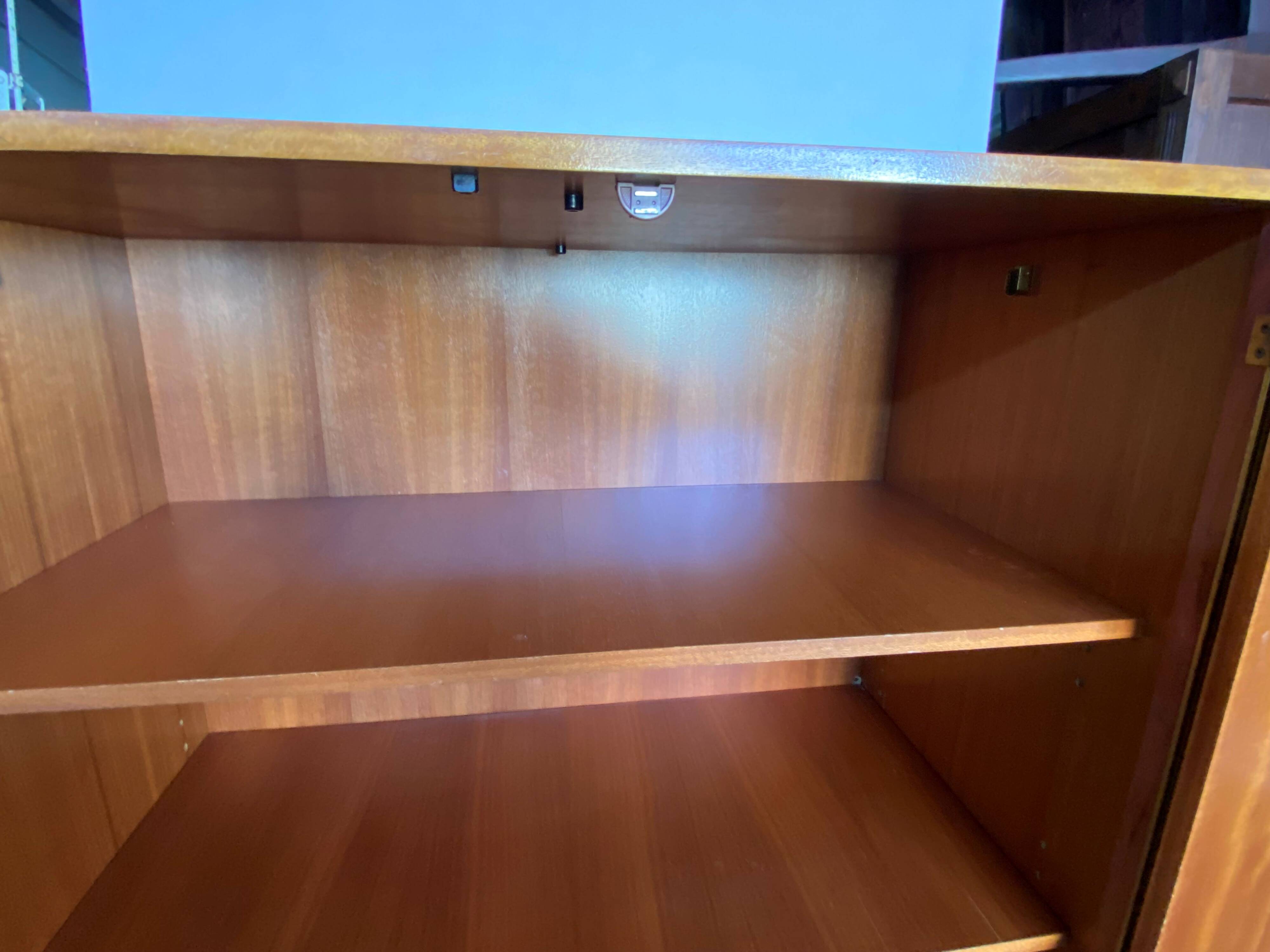 High cabinet with 2 doors in teak and vintage veneer from the 60s