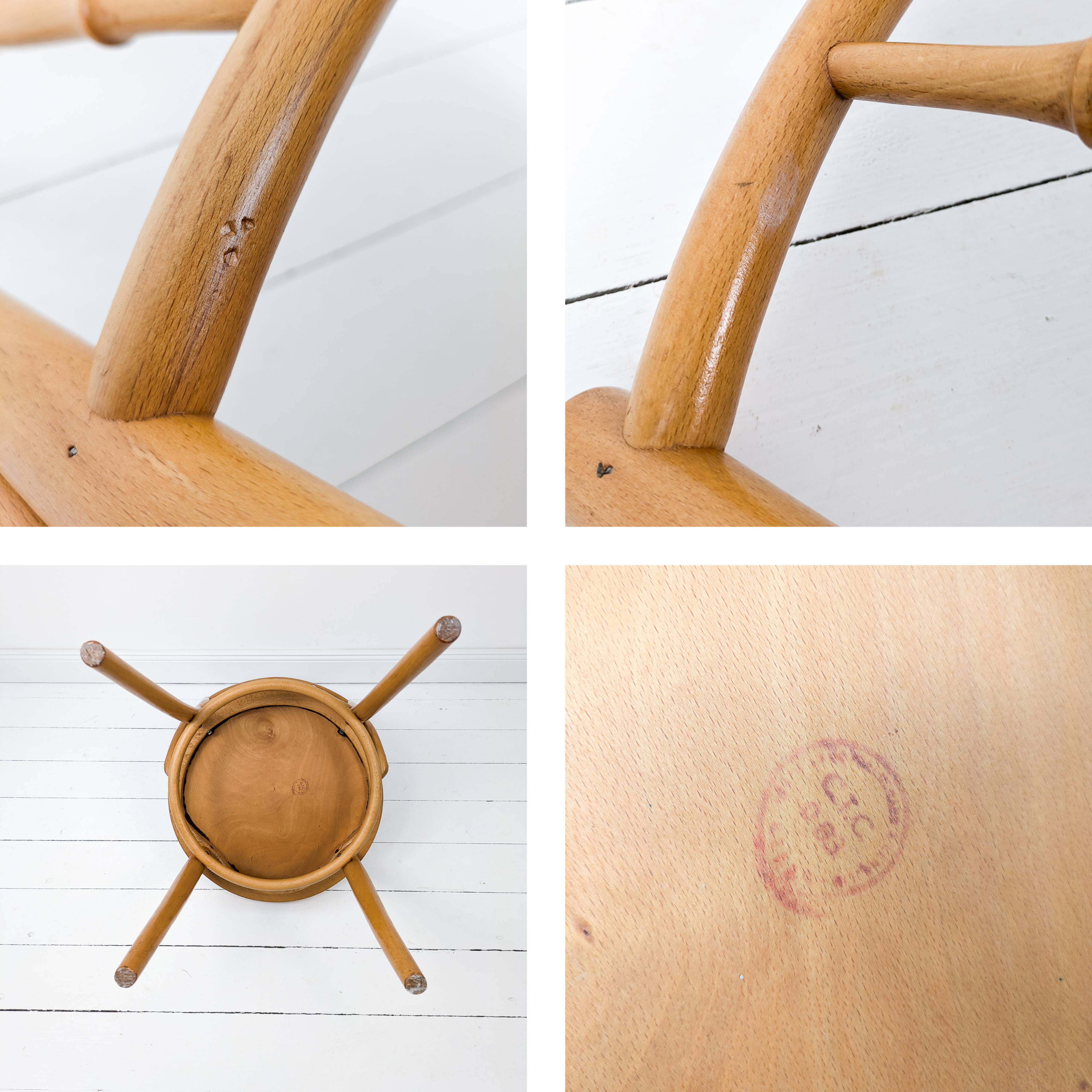 Vintage café chaise entretoises chaises chaise en bois Mid Century Retro Bistro chaise tournée ronde