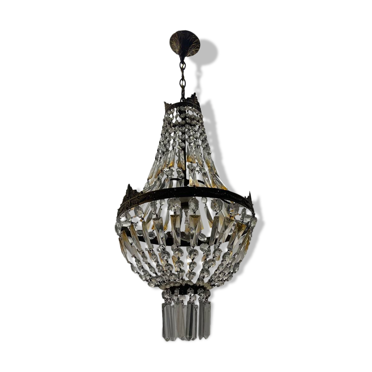 Italian Crystal Basket Chandelier 1960’s