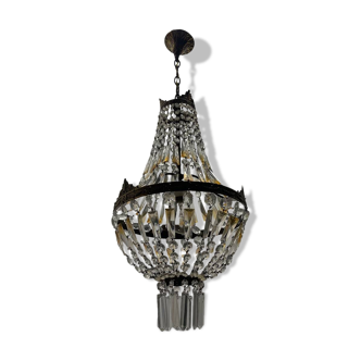 Italian Crystal Basket Chandelier 1960’s