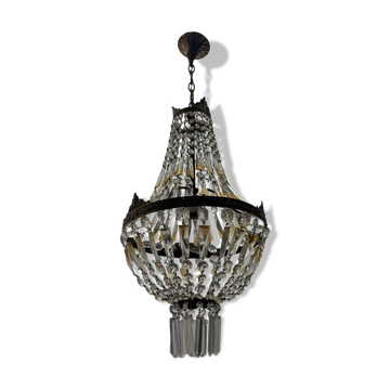 Italian Crystal Basket Chandelier 1960’s