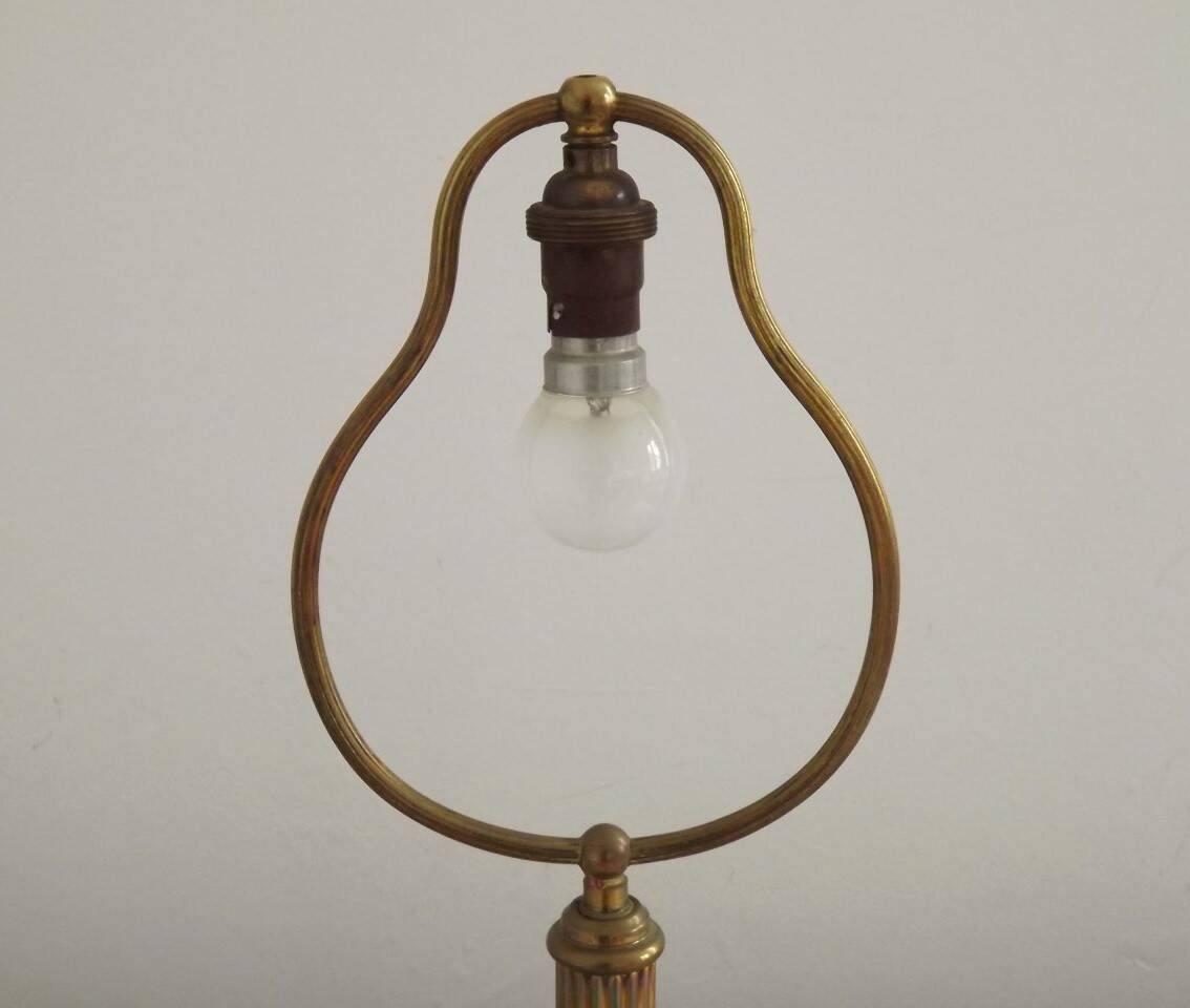 Traditional Style Vintage French Brass Table Lamp Round Footed Base