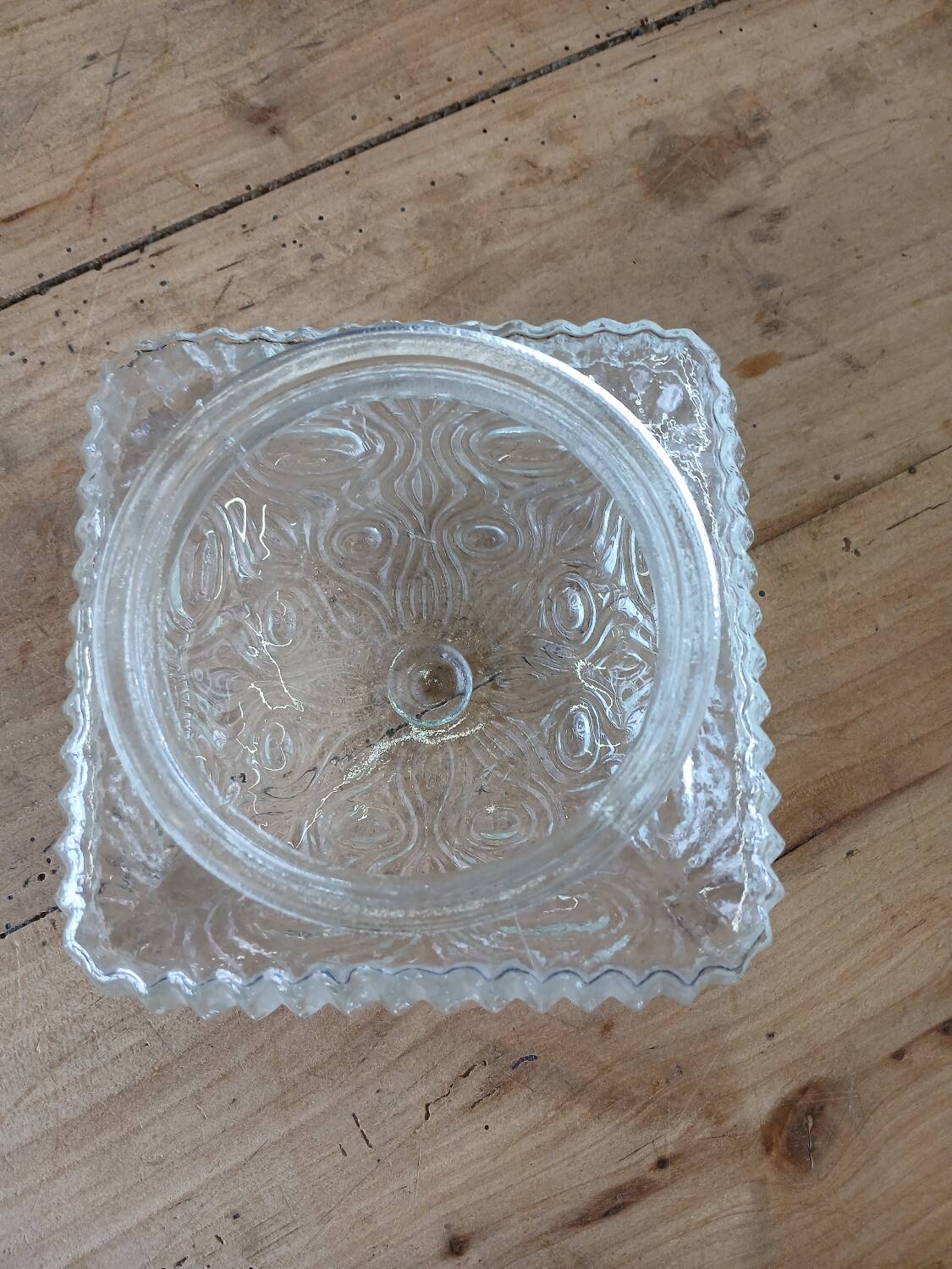 Antique ceiling light in molded glass