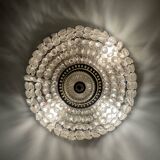 Vintage ceiling light with pendants and brass.