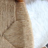 Set of six 1950s chairs in solid wood and straw