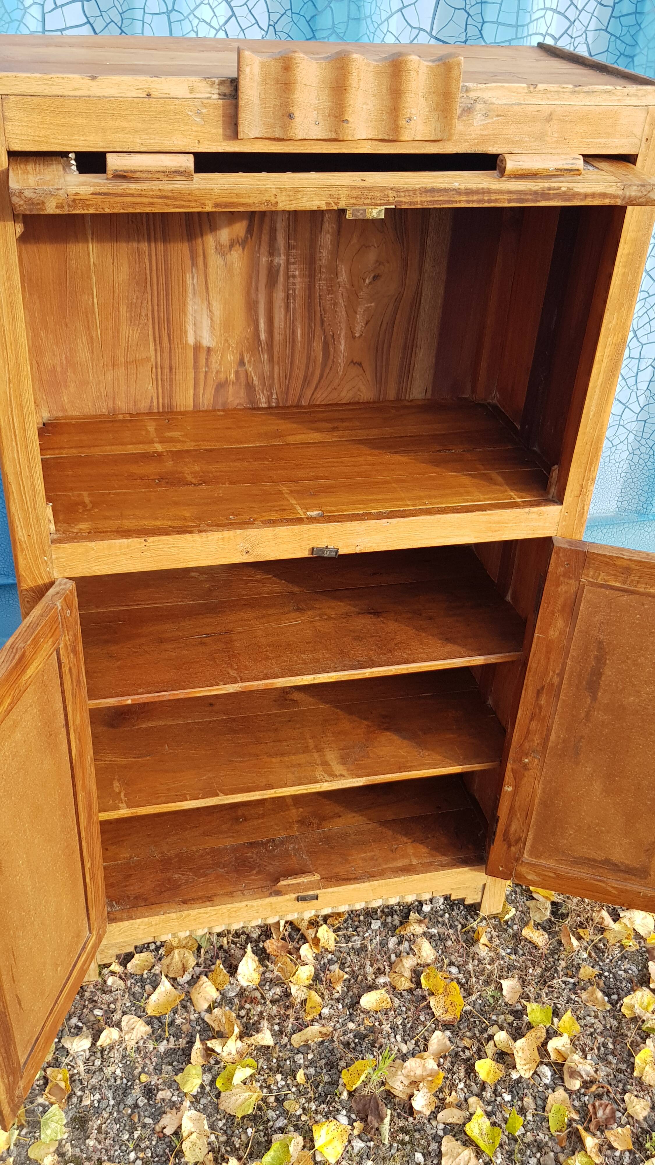 Old Art Deco radio cabinet in Burmese teak