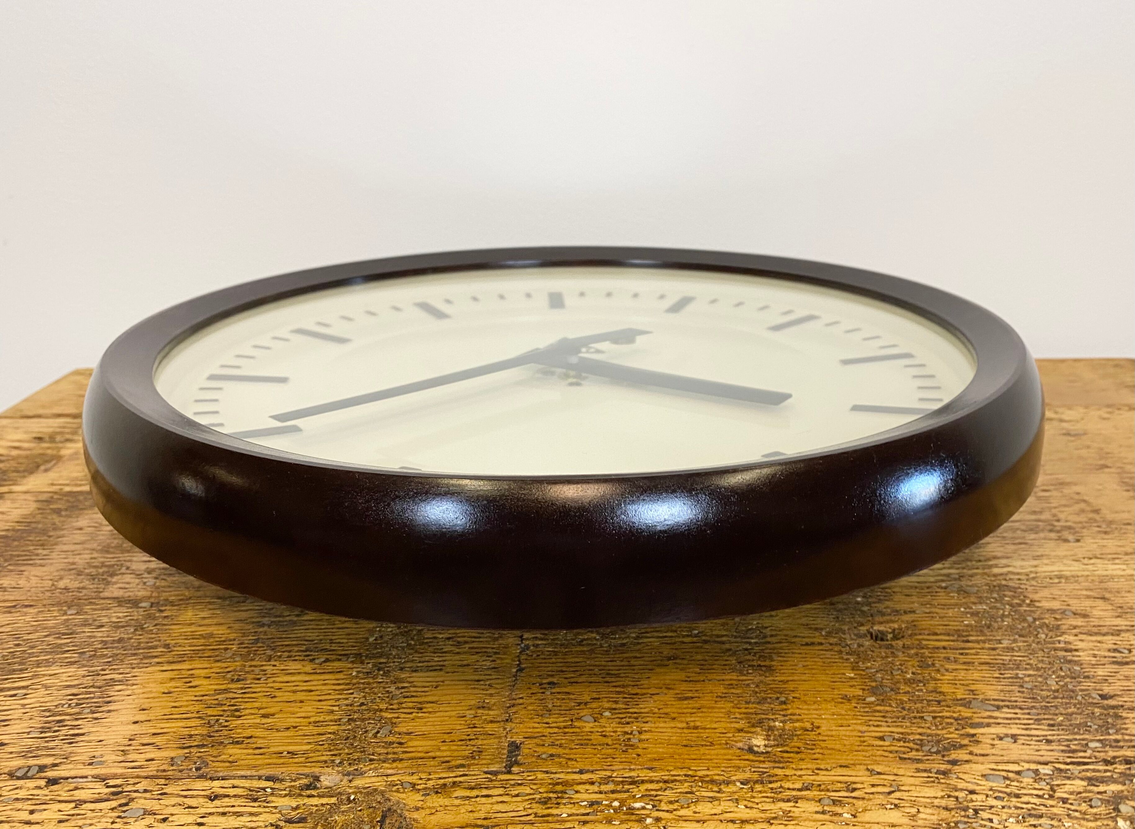 Industrial Bakelite Factory Wall Clock from Pragotron, 1960s