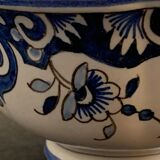 Old mustache cup and its under cup, Rouen earthenware