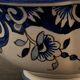 Old mustache cup and its under cup, Rouen earthenware