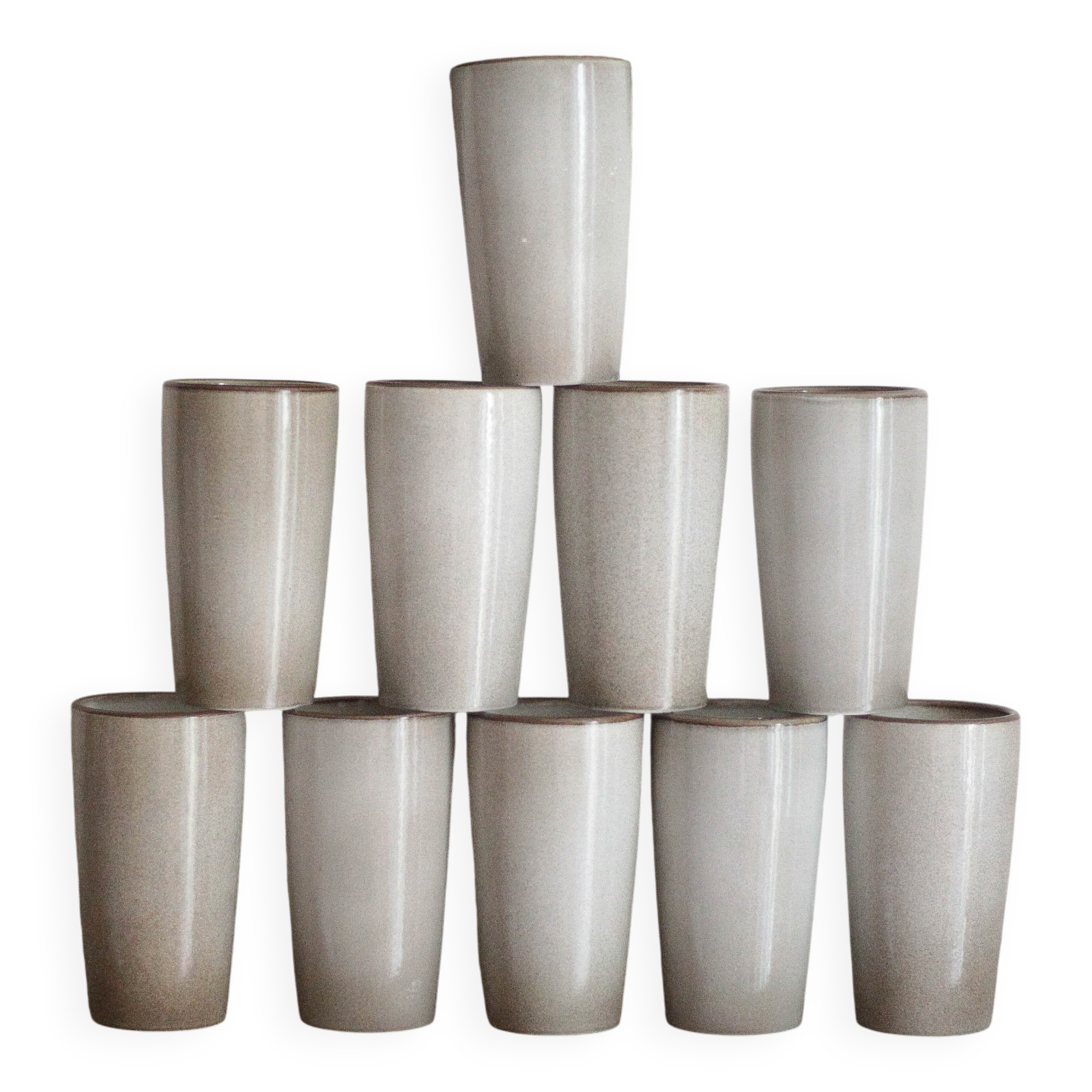 Service 10 mugs en grès de Salins vintage
