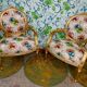 Pair of armchairs Louis XV style printed flower