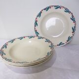 4 hollow plates of Digoin Sarreguemines model Holly 211250