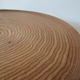 1950s wooden circular flat bowl plate pink beech