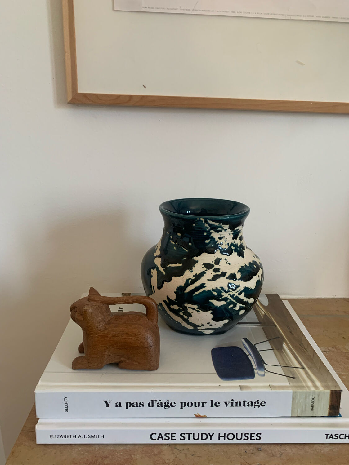 Vintage duck blue pot or vase