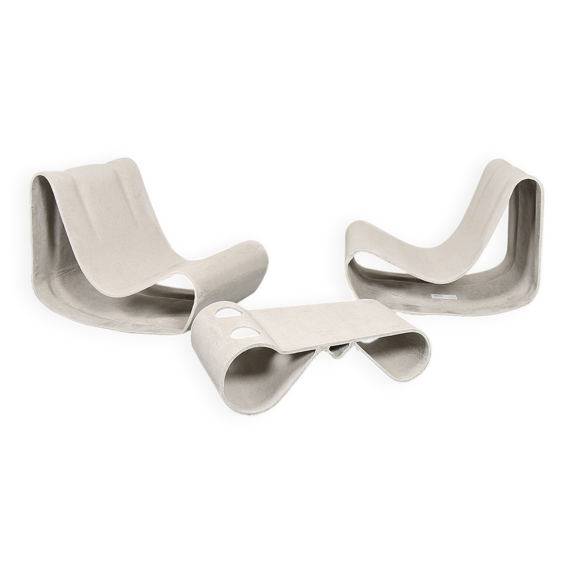 Swisspearl/Eternit Willy Guhl set of 2 Loop Chairs and 1 Loop Table