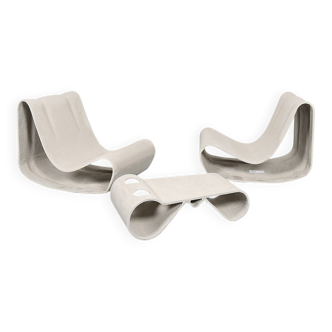 Swisspearl/Eternit Willy Guhl set of 2 Loop Chairs and 1 Loop Table