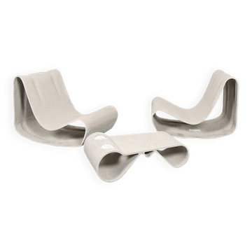 Swisspearl/Eternit Willy Guhl set of 2 Loop Chairs and 1 Loop Table