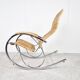Vintage chrome and wicker rocking chair, 1970s
