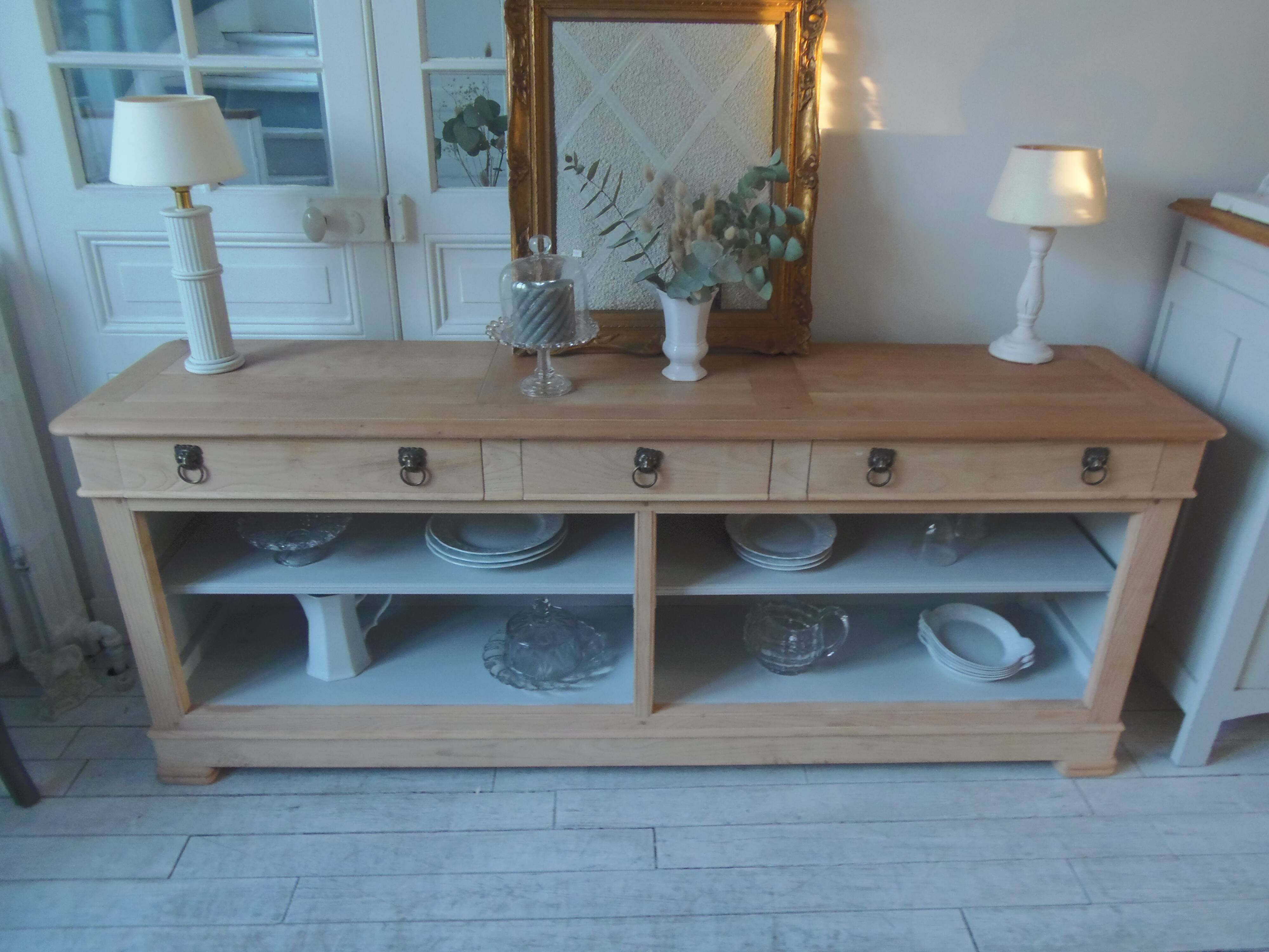 crafted dresser in raw solid wood.