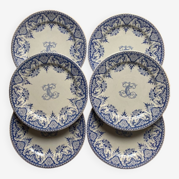 Gien - sublime suite d’assiette plates (x6)